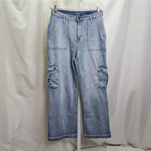 On 34th Wide Leg High Rise Utility Cargo Jeans Size 10 - Picture 4 of 10